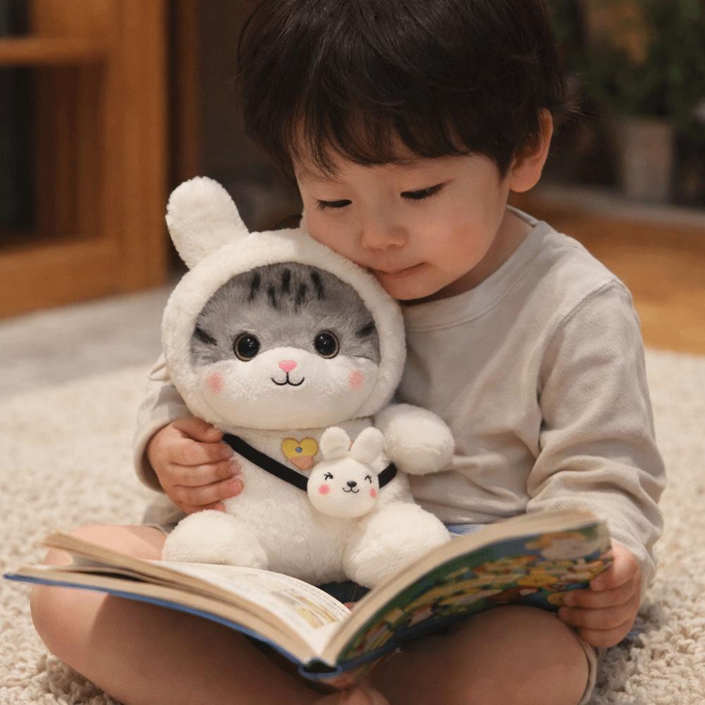 Bell Feature Stuffed Animal Toy Soft Material Cat Doll Cartoon Cat Plush Toy  Birthday Present