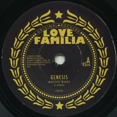 7-дюймовая пластинка MAJESTIC WORKS - Genesis / Dub LF07001 Love Familia 2014 UK Reggae, Ska & Dub