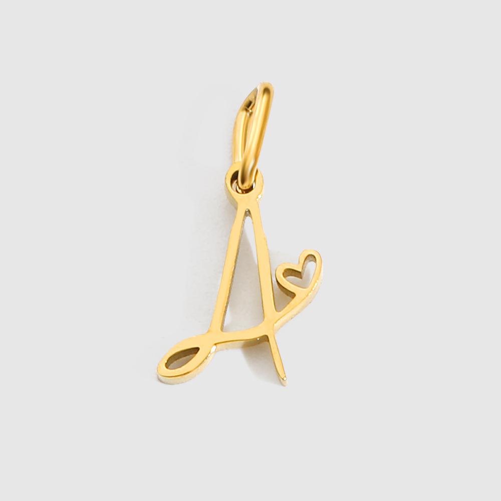 EManco Personalized Stainless Steel Heart Alphabet Pendant DIY Accessories Initials Birthday Gift A-Z