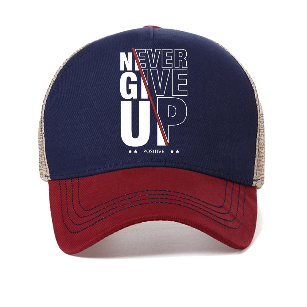 Никогда не сдавайся принт letter модная летняя дышащая кепка-snapback унисекс сетчатая шляпа от солнца регулируемая крутая кепка-тракер