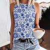 Модные летние топы с цветочным принтом 3D для женщин в стиле Харадзюку, свободный жилет с круглым вырезом и открытыми плечами без рукавов, женская майка