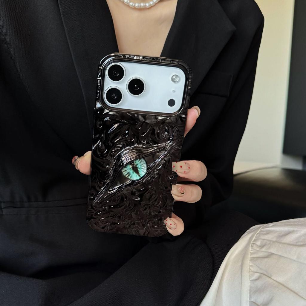 Гальванизированный 3D Чехол для телефона Глаз для серии iPhone 11-17, ТПУ Противоударная крышка с текстурой оловянной фольги, Модный художественный дизайн