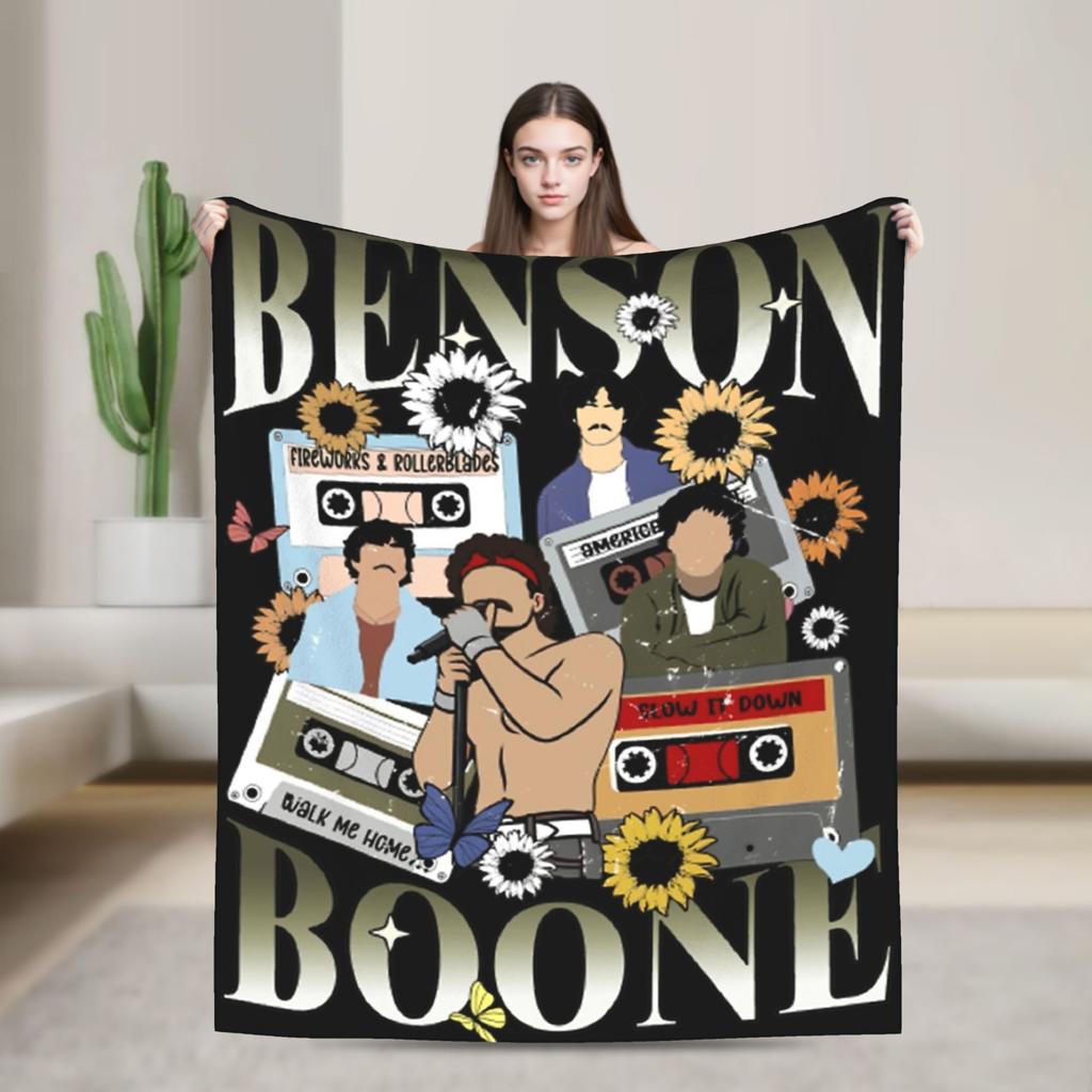 Benson Boone Tour Blankets Flannel Novelty Warm Throw Blanket for Bed Sofa Textile Decor