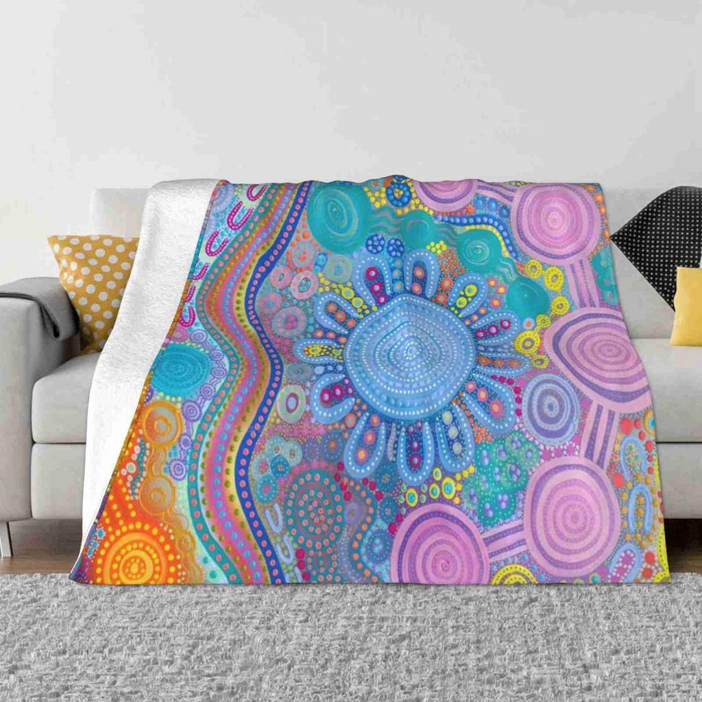 Family Gathering Fashion Soft Warm Flannel Blanket Aboriginal Family Gathering Indigenous