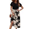 Women's Casual Cute Pattern Print Round Neck Midi Dress Basic Classic Outdoor Everyday Short Sleeve Loose Dress