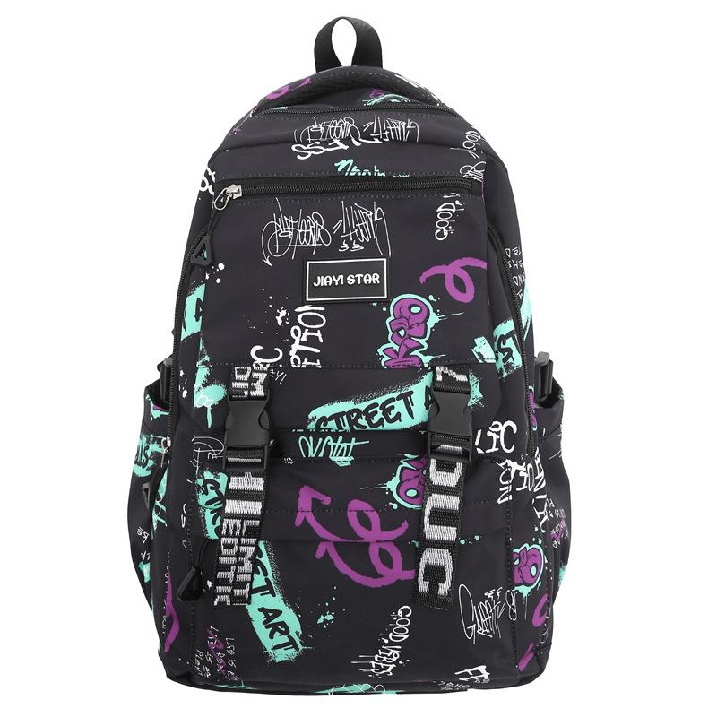 Школьный рюкзак для средней школы, женский, с принтом граффити, мужской, большой вместимости, дорожный рюкзак