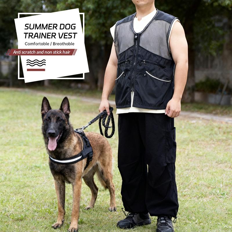 Lightweight Mesh Dog Training Vest with Multiple Pockets Bite Resistant for Spring Summer Training