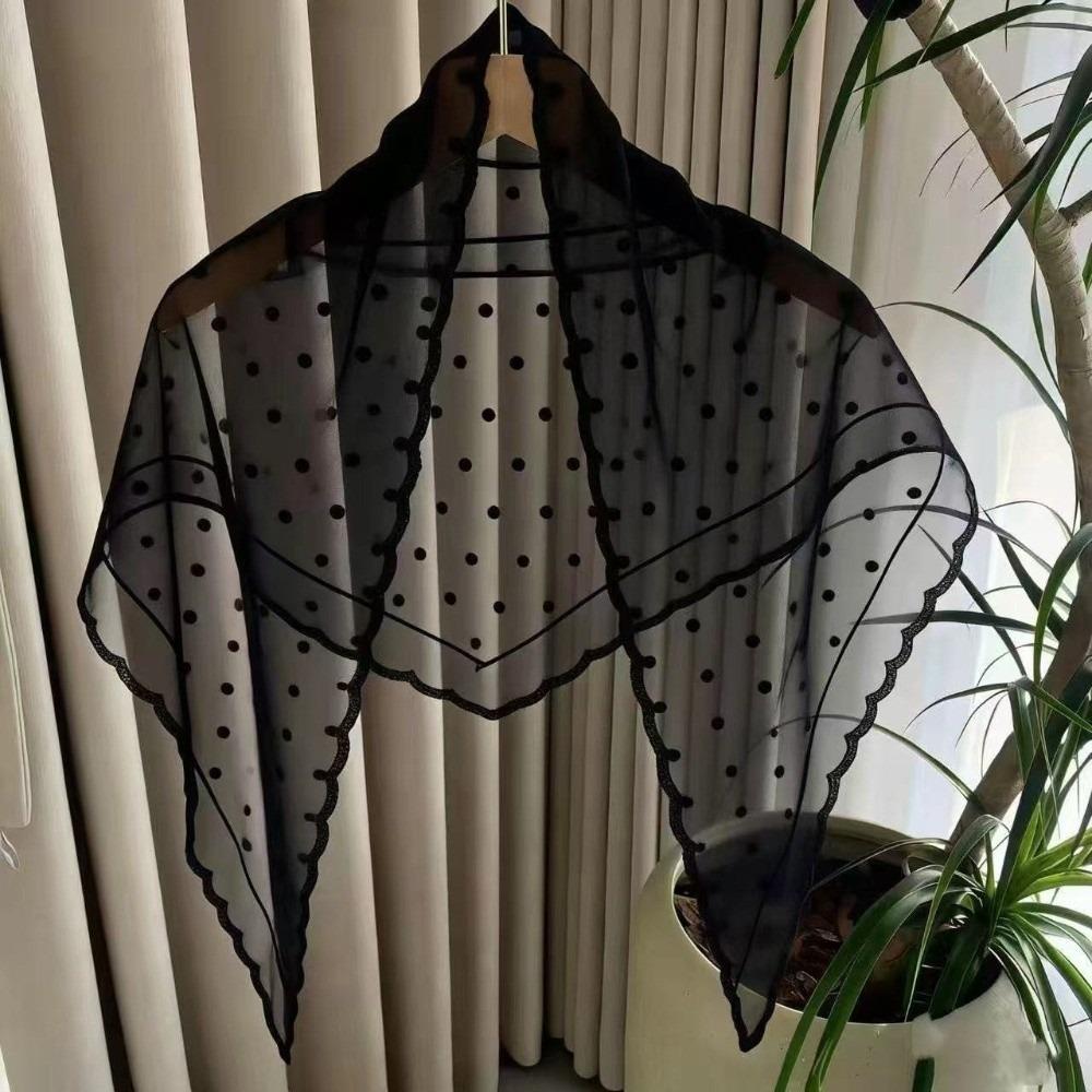 Lightweight Embroidery Edge Sheer Mesh Scarf Floral Wrap Scarf Wedding