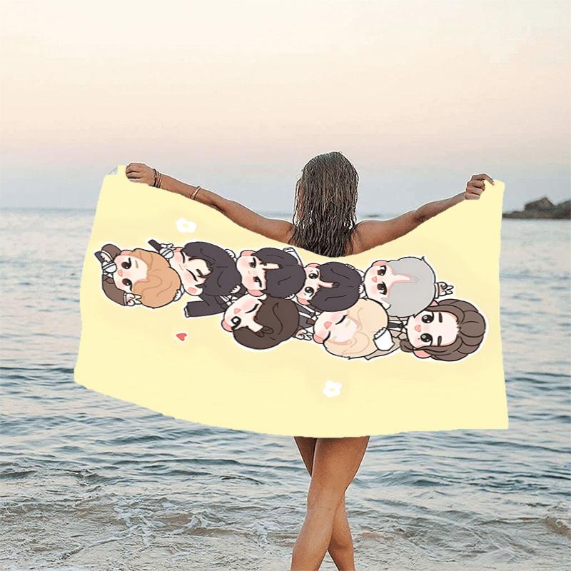 1pc Kpop Team4 Beach Towel, Beach and Seaside Swimming Pool Equipment, Fashion Pattern, Rectangular, Travel Essentials