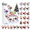 Christmas Scene Decoration Snowman Advent Calendar, 24Pcs Acrylic 2D Hanging Ornament Set Party Favors with Bouquet Flowers, Tree Decor, Holiday Gift