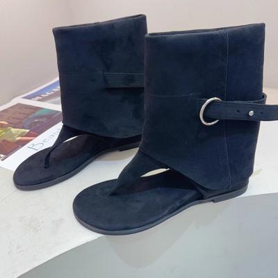 Сандалии на танкетке с внутренней платформой, женская летняя универсальная обувь с тонкой пряжкой, крутые ботинки, обувь на высоком голенище