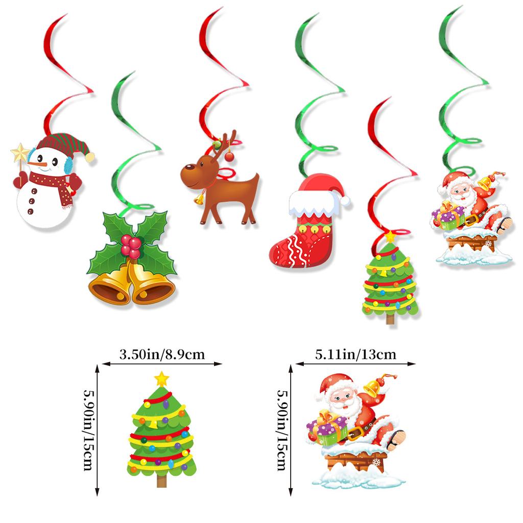 Christmas Decoration Snowflake Elk Plaid Letter Flag Spiral Balloon Set Customization