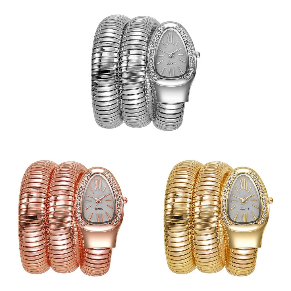 Zhejiang Crafted Snake Shaped Quartz Watch With Elliptical Dial For Trendy Women