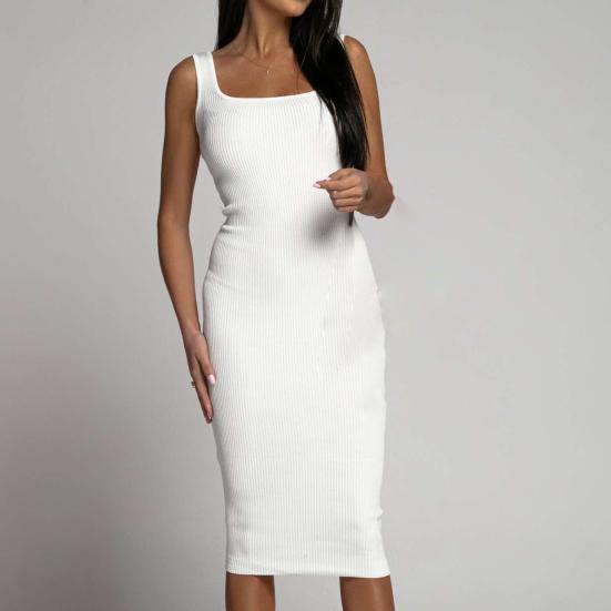 Женские нижние юбки больших размеров, женское платье-футляр с квадратным вырезом, однотонное облегающее эластичное летнее платье без рукавов, платье для свиданий