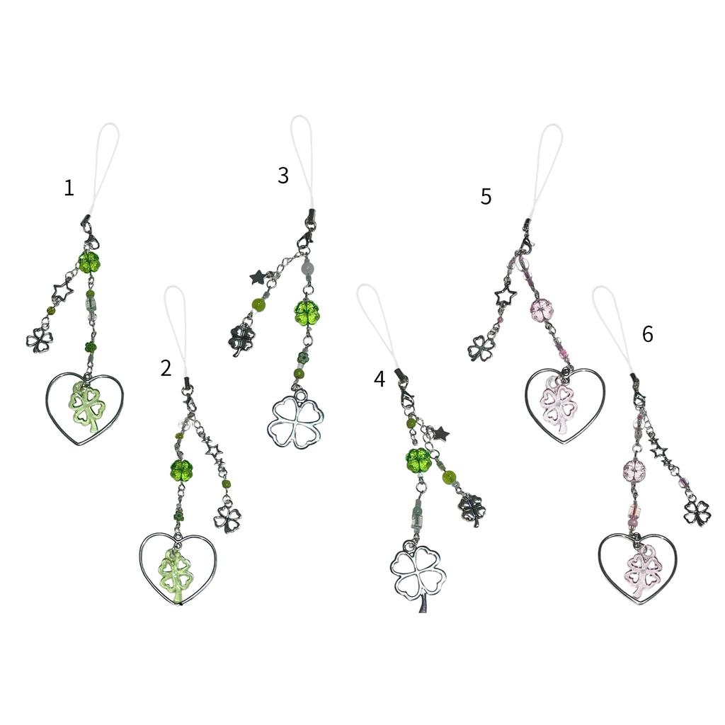 Delicate Phone Charm Keychain Fashionable Keyring Beaded Bag Pendant for Women and Girls Carry Luck and Happiness