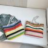Bohemian Style Strip Weave Bag Beach Handbag Hollow Tote Bag Casual Rainbow Beach Bag  Vacation