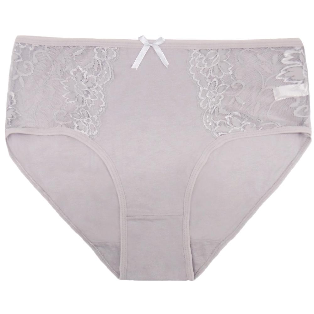 Plus Size Cotton Panties Sexy Lace Patchwork Women Underwear Solid Mid Waist Briefs 2XL-4XL 6 Pcs/set