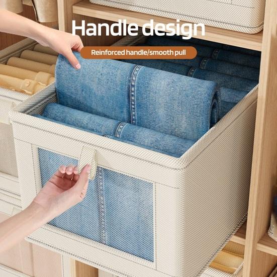 Large Storage Basket with Visible Window And Dustproof Lid Large Capacity Foldable Clothes Quilt Blanket Storage Box Wardrobe Organizer Underwear