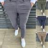 Men's Small Plaid Casual Leggings Overalls