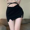 Y2k Split Mini Skirt for  Girls Harajuku Sexy Skirt Women Summer Chic Fashion Slim Lace-up
