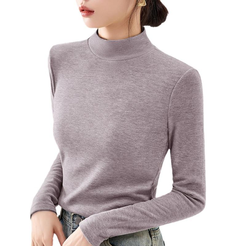Кашемировая нижняя рубашка женская новая женская одежда мода воротник стойка полированная футболка теплый внутренний топ