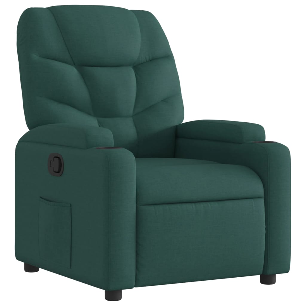 Recliner Chair Dark Green Fabric