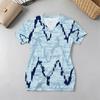 Women's Short Sleeve Bodycon Dress, Blue White Geometric V Neck, Comfortable Fabric for Beach Vacation, Daily Commute & Casual Wear