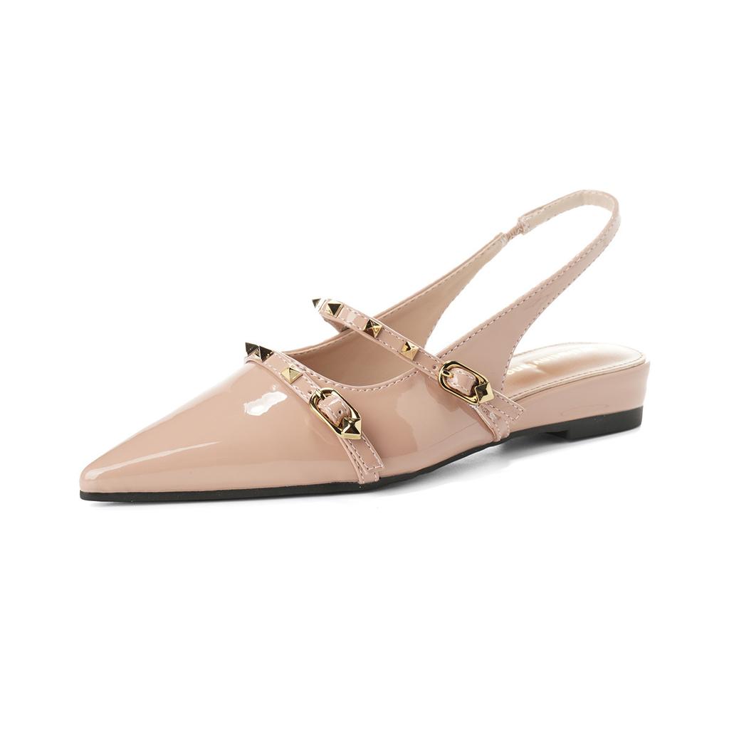 Женские сандалии с французскими заклепками, с сумкой на заднике, пустые, женские, 2025 новые, в стиле феи, с темпераментом, универсальные, повседневные, одинарные туфли, женские, летние, для улицы