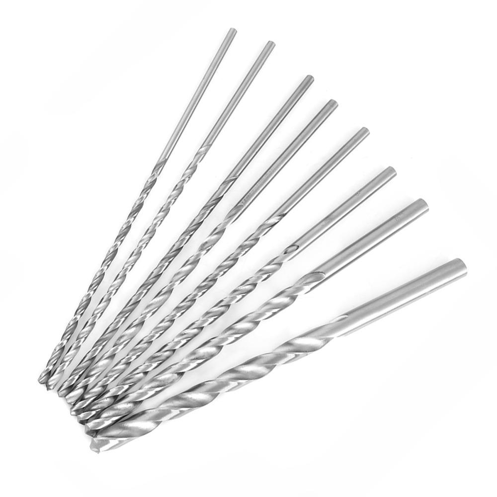 8 Pcs 200mm Length Twist Drill Bit Set Straight Shank HSS Drill Bit  For Wood, Plastic and Aluminum