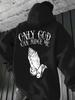 Men's Christian Faith Hooded Sweatshirt | Navy Blue Pullover with "Only God Can Judge Me" Prayer Hand Graphic, Suitable for All Se