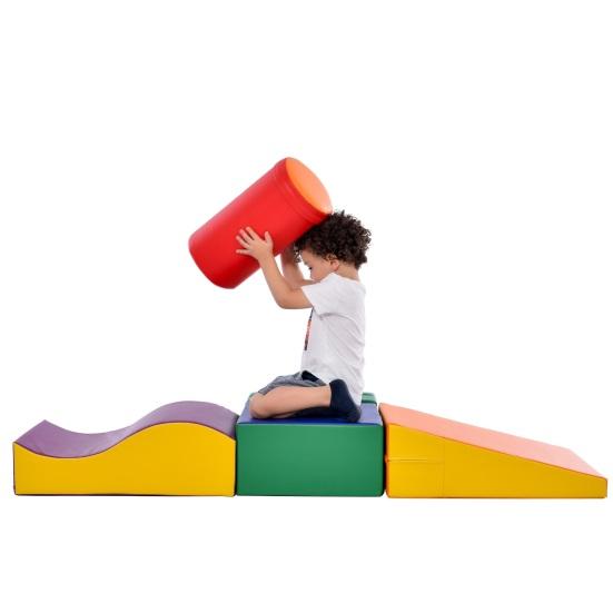Kids Building Blocks 6Pcs/Set Vibrant Color Faux Leather Parent-child Interaction Long-lasting Climbing Giant Toys Children