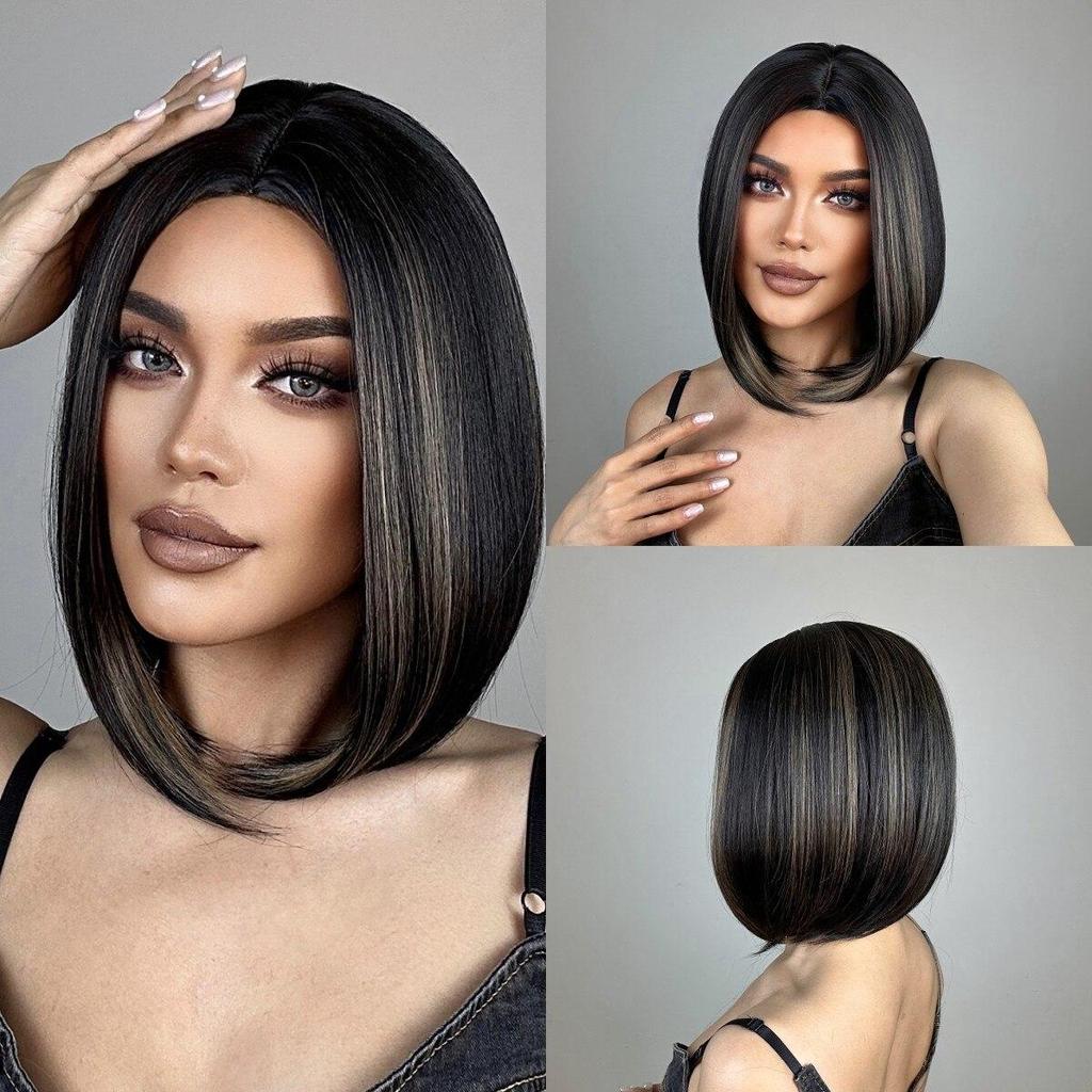 EASIHAIR Medium Length Red Ombre Synthetic Natural Wigs Middle Part for Women Daily Cosplay Use Heat Resistant Fiber Hair Wigs