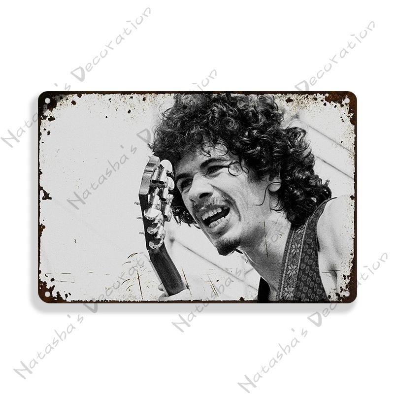 Santana Винтажный Постер Музыка Металлическая Жестяная Табличка Рок-Группа Металлическая Табличка Декоративная Табличка Бар Паб Гараж Металлическая Пластина Ретро Металлическая Табличка