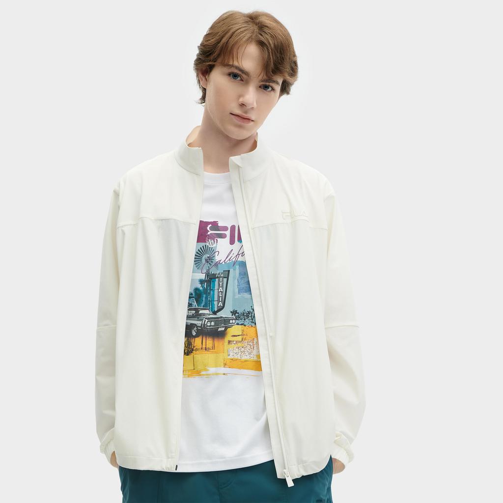 Fila Куртки Мужские Фарфорово-белый Стойка Умеренный Рабочая одежда F11M428703FIV