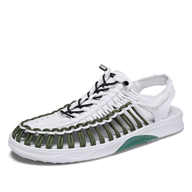 Summer Men Sandals Weaving Design Outdoor Beach Sandals Breathable Casual Flat Soft Sole Footwear