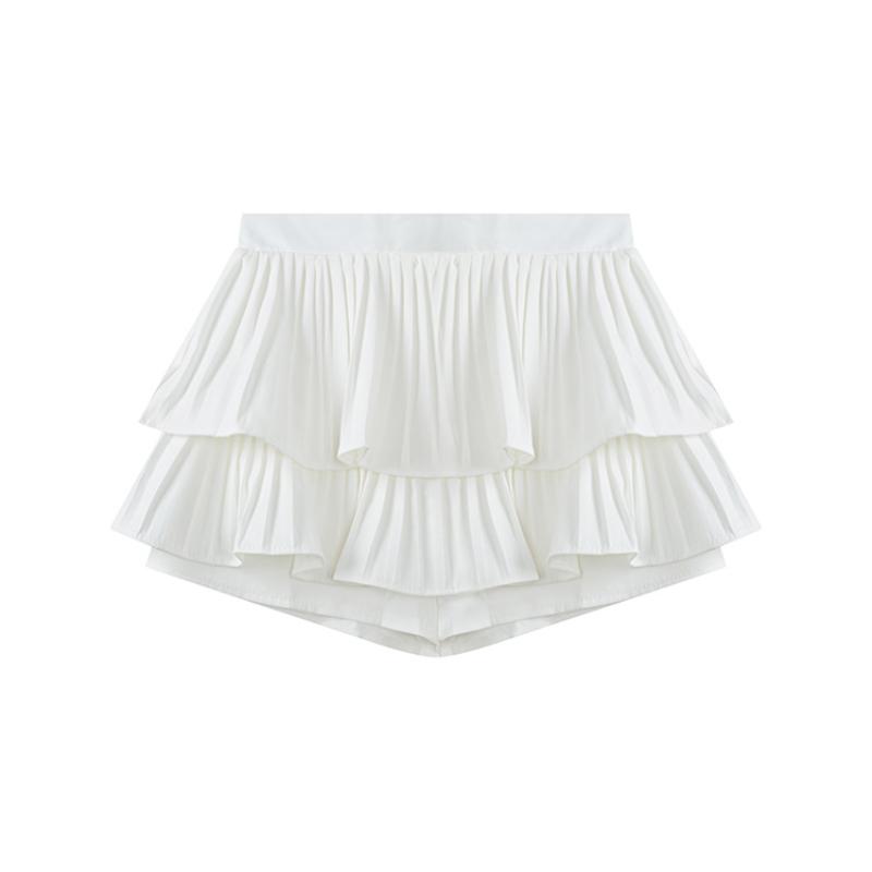 Girls Tutu Skirt | Tiered Cake Pettiskirt with Pleats | Princess Party Ruffle Skirt In White Pink | Flared Short Skirt for Kids