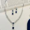 Silver Plated Diamond Round Necklace Set Diamond Necklace Set for Women
