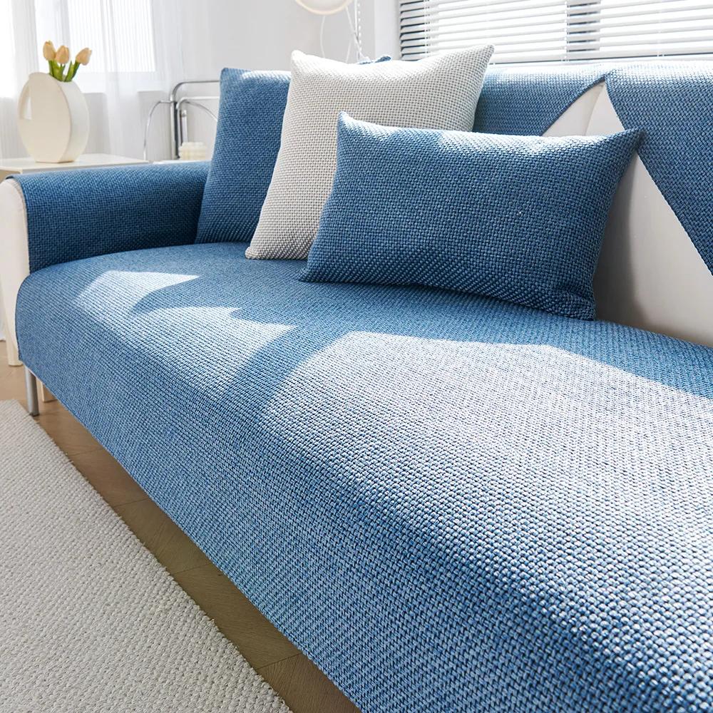 Новый чехол для дивана из синели, однотонный чехол для четырех сезонов, секционные чехлы для диванов, моющийся противоскользящий чехол, грубая ткань, подушка для дивана