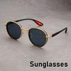 Neutral New Retro Casual Gold Rimmed Round Sunglasses Fashionable Personality Hip-hop Street Shooting Concave Sunglasses