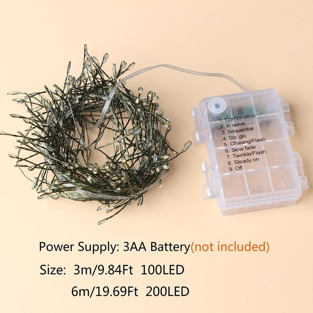 Светодиодные гирлянды Зеленая медная проволока Гирлянда Гирлянда на батарейках Рождественские огни для новогодней вечеринки Свадьба Украшение домашней елки