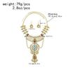 Bohemian Retro Alloy Rhinestone Turquoise Tassel Earrings & Necklace Set