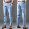 Summer New Thin Section Jeans Male Elastic Straight Casual Slim Trend Light-coloured Trousers