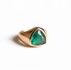 Natural Green Emerald Ring, Pure Copper Signet Ring, 925 Solid Sterling Silver Ring, 22k Gold Fill Ring, Unisex Emerald Ring