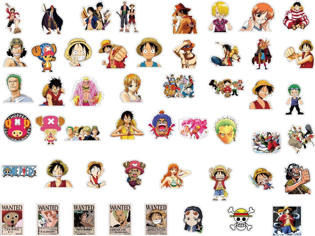 50 Аниме-стикеров One Piece: Ноутбук, Бутылка для воды, Багаж, Наклейки для телефона DIY