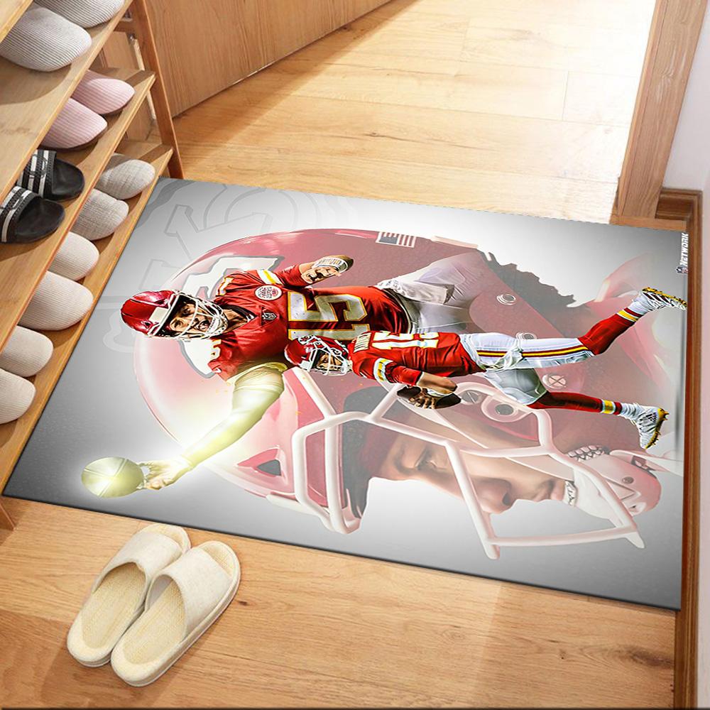 Patrick Mahomes2 Square rugs are a great choice for living rooms, bedrooms, home décor, and as gifts.