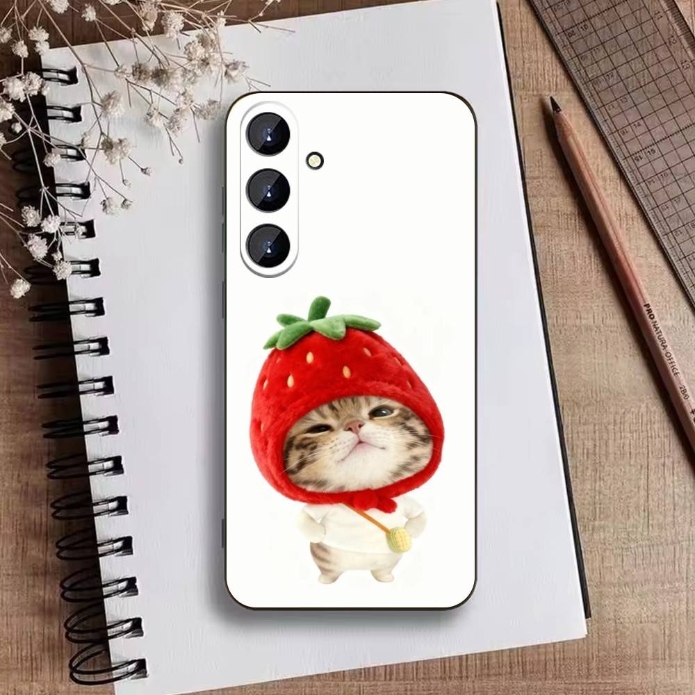 Goofy Silly Cats Big eyes Phone Case For Samsung Galaxy A73,A72,A71,A70,A52,A51 Others Soft Black Cover