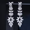 E0264 Long Fringed Leaf Earrings, Zircon Earrings Wedding Accessories