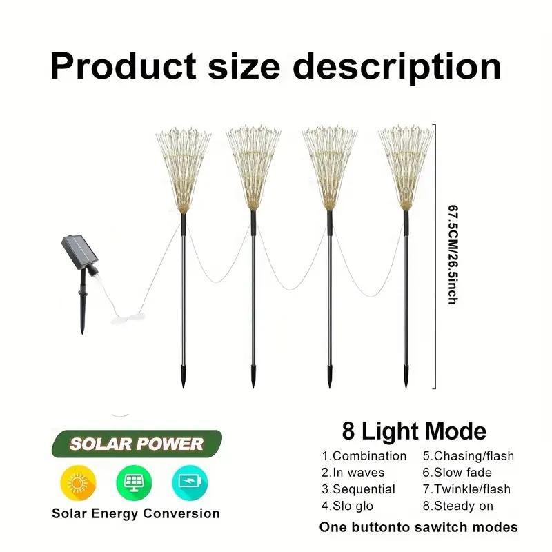 Светодиодные солнечные фейерверки, уличные водонепроницаемые солнечные садовые сказочные лампы для лужайки, патио, двора, вечеринки, рождественские украшения