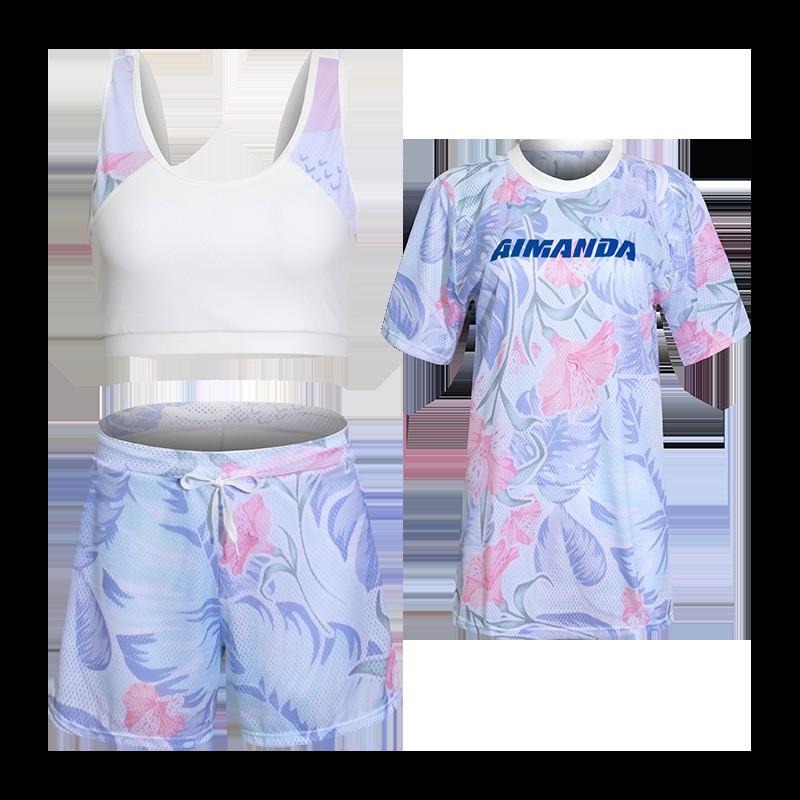 Womens Plus Size Modest 3-Piece Swimsuit Set With Padded Bra Top High-Waisted Bottoms Swimming Spa Fitness