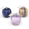 1 шт. в партии кулон из натурального камня в форме яблока Кристалл Розовый Кварц Аметист Агат Опал Подвески для изготовления ювелирных изделий DIY Аксессуары для ожерелья 30 мм